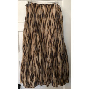 Chico's, Women's Maxi Skirt, Size 3/X Large/16, Brown/Beige Side Zip 100% Cotton